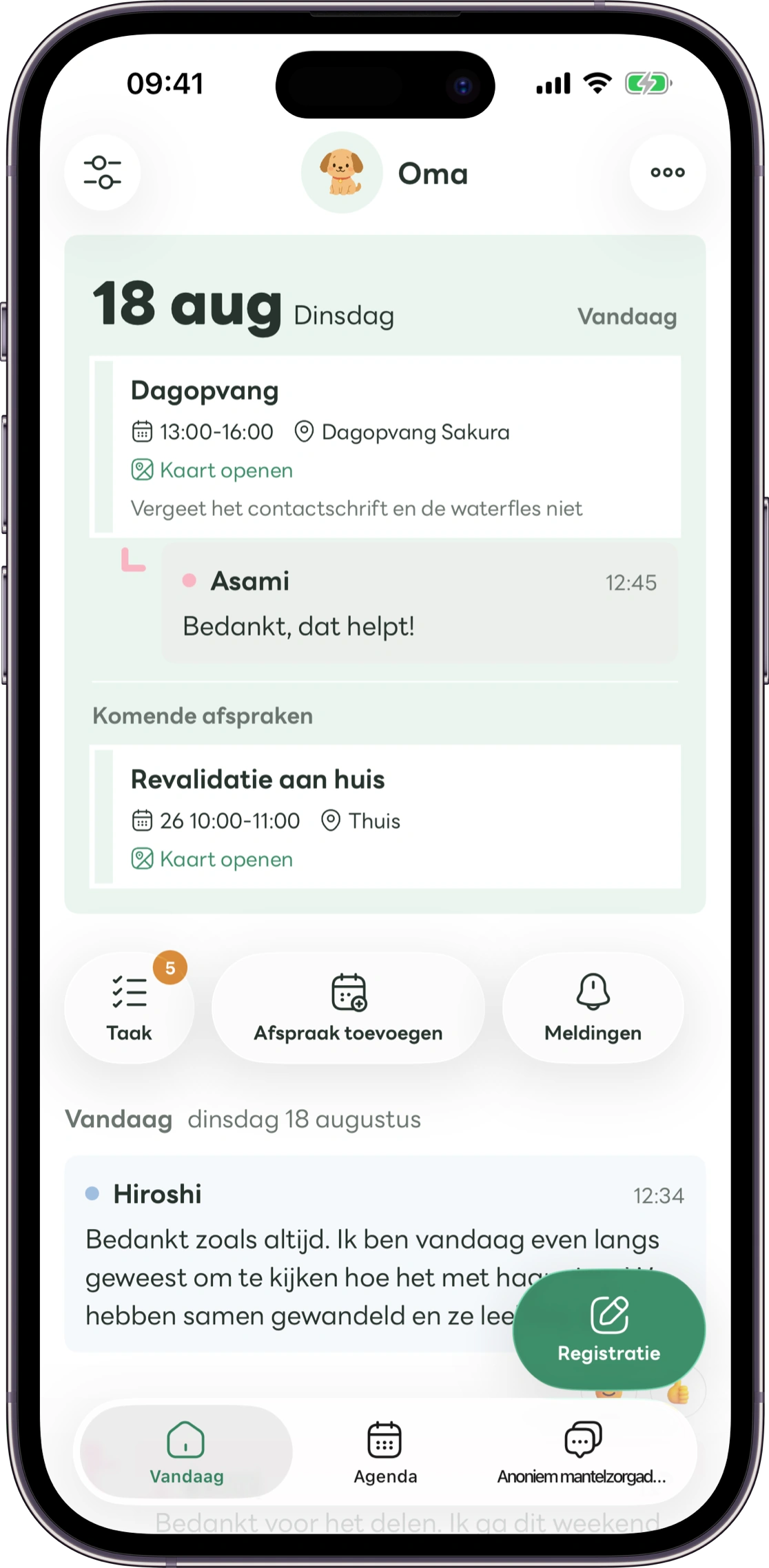 Voorbeeld van het startscherm van Carez