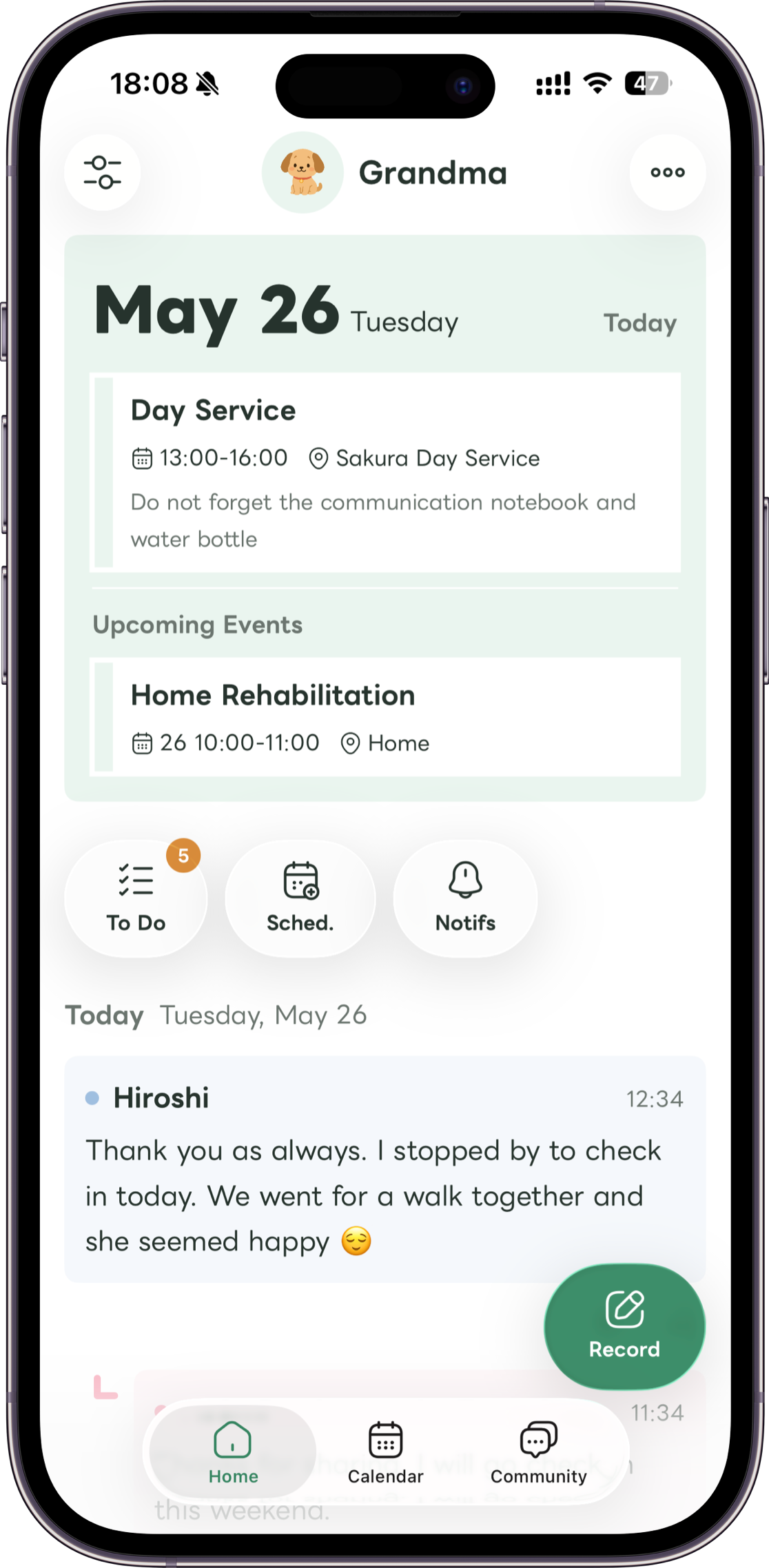 Carez home screen mockup