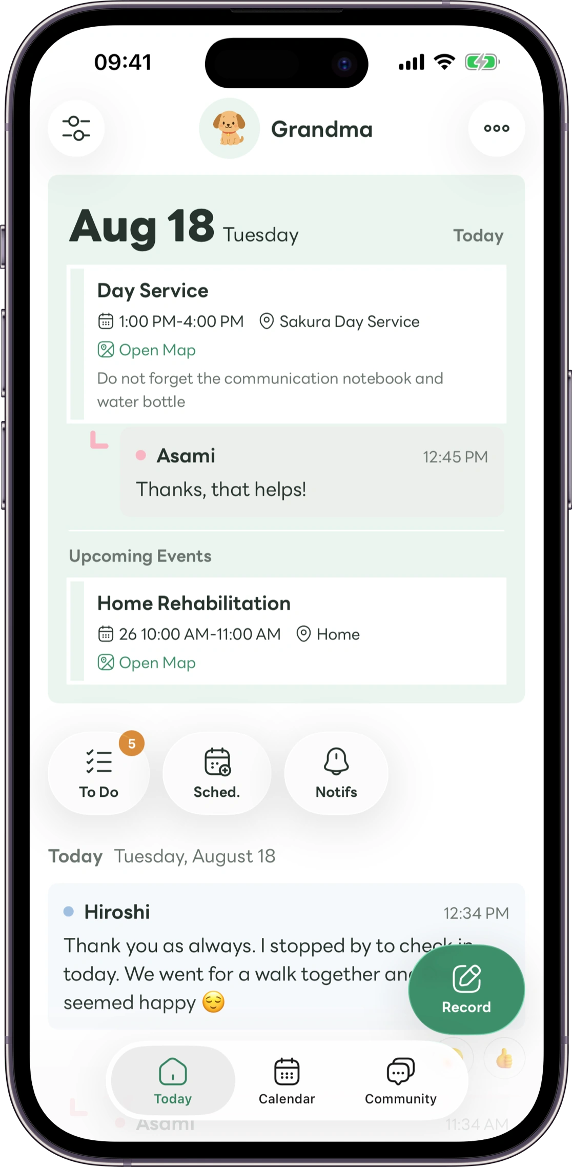 Carez home screen mockup