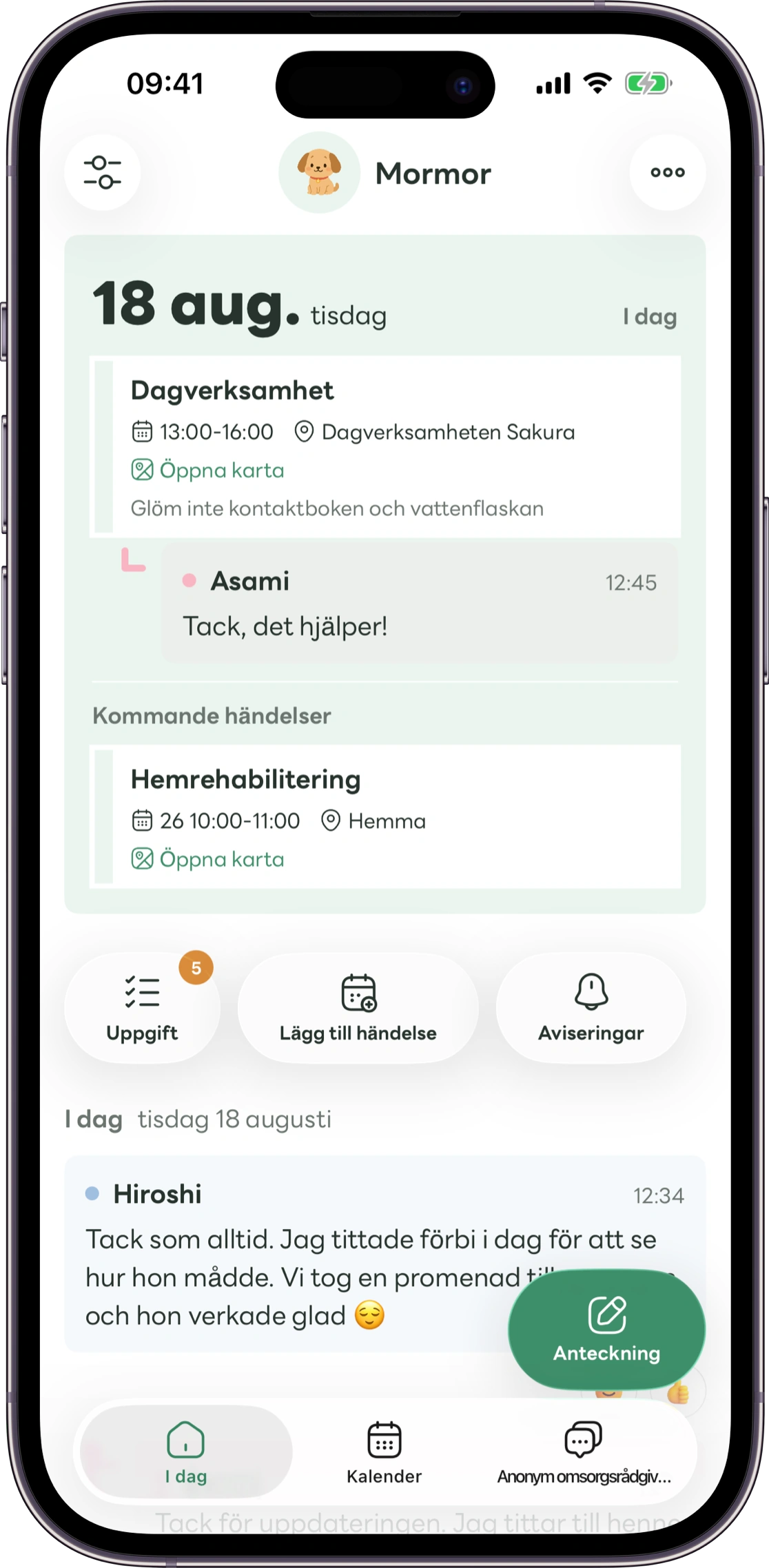 Modell av Carez startskärm