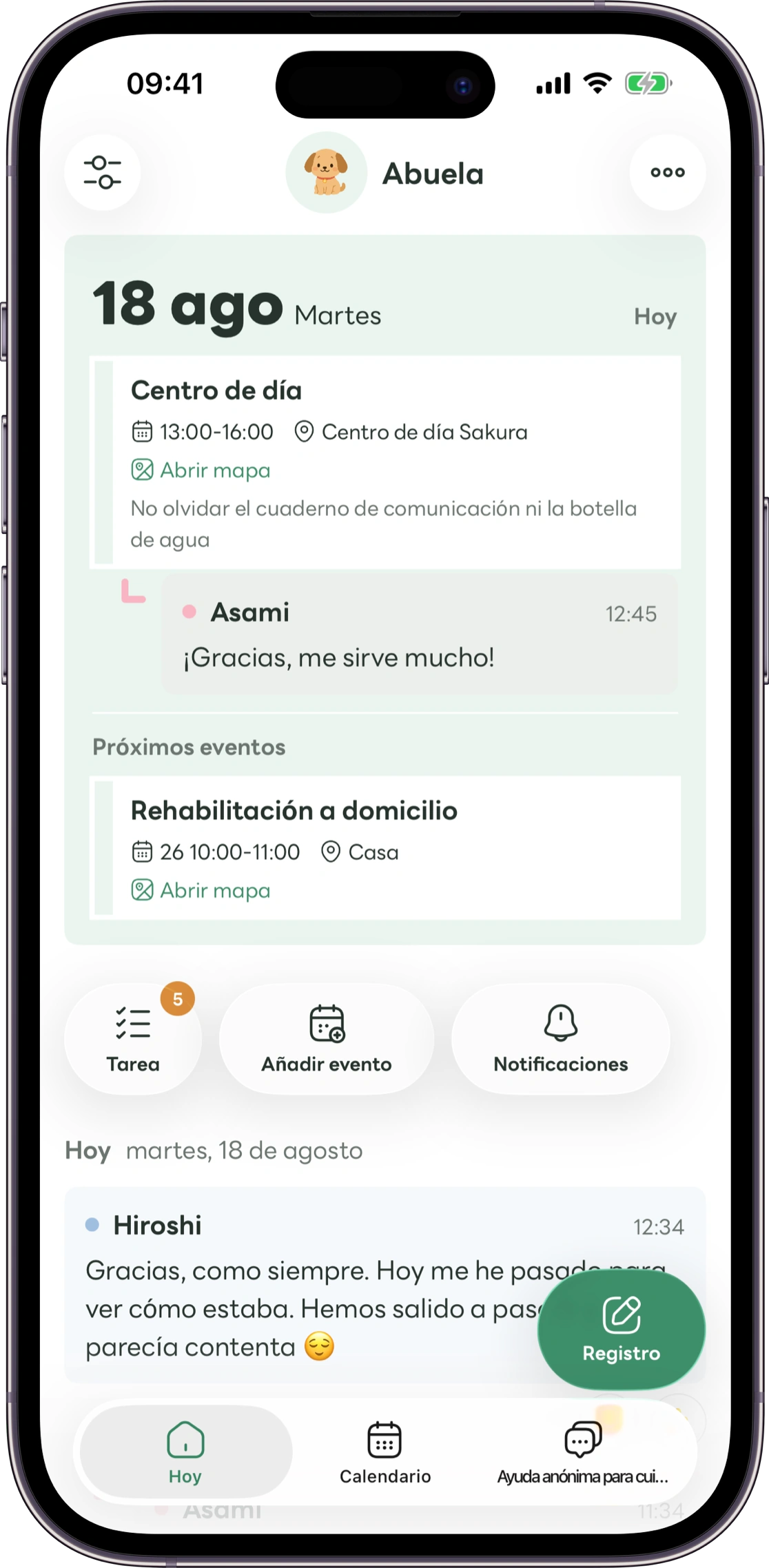Maqueta de la pantalla de inicio de Carez