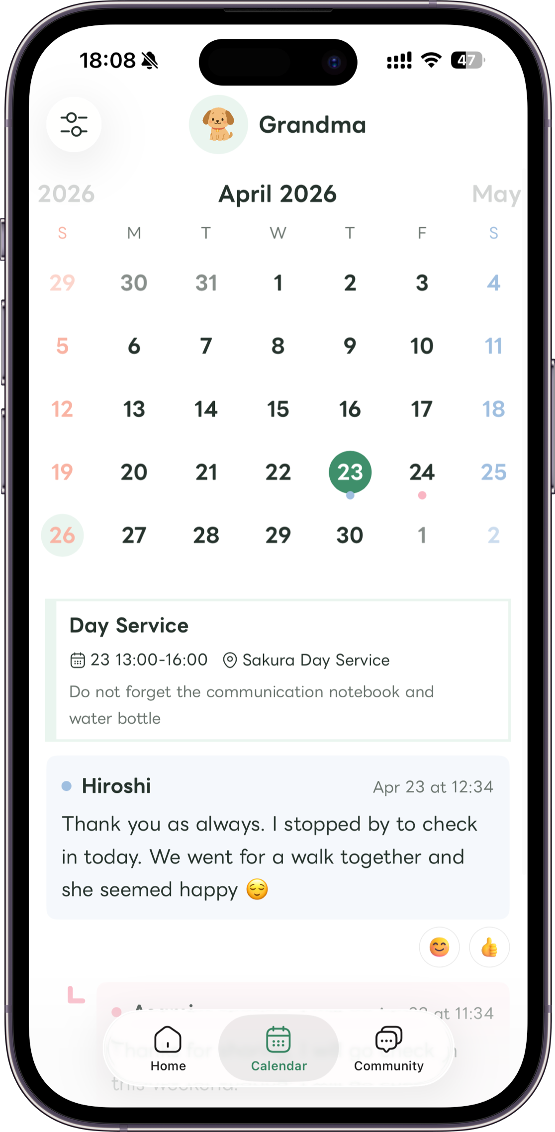 Carez reflection screen mockup