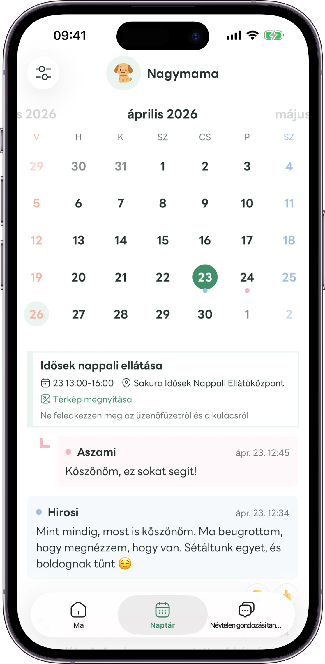 A Carez áttekintő képernyőjének mintája