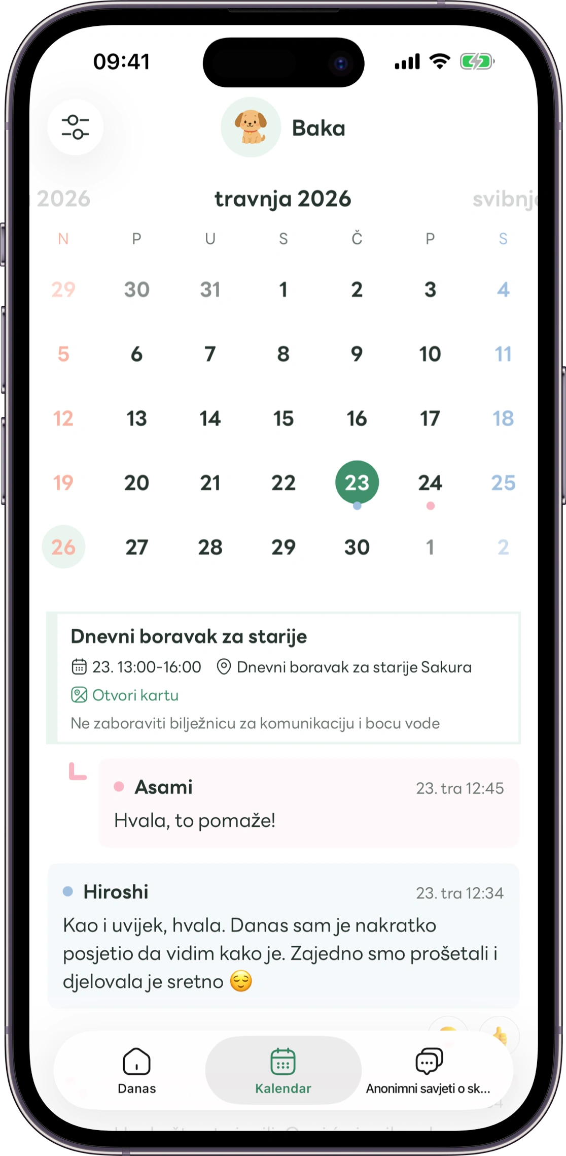 Prikaz zaslona pregleda u Carezu