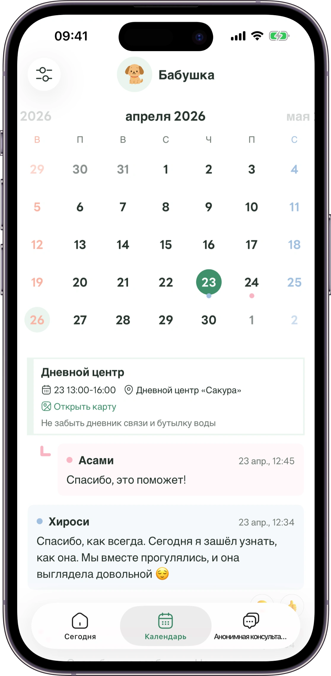 Макет экрана обзора Carez