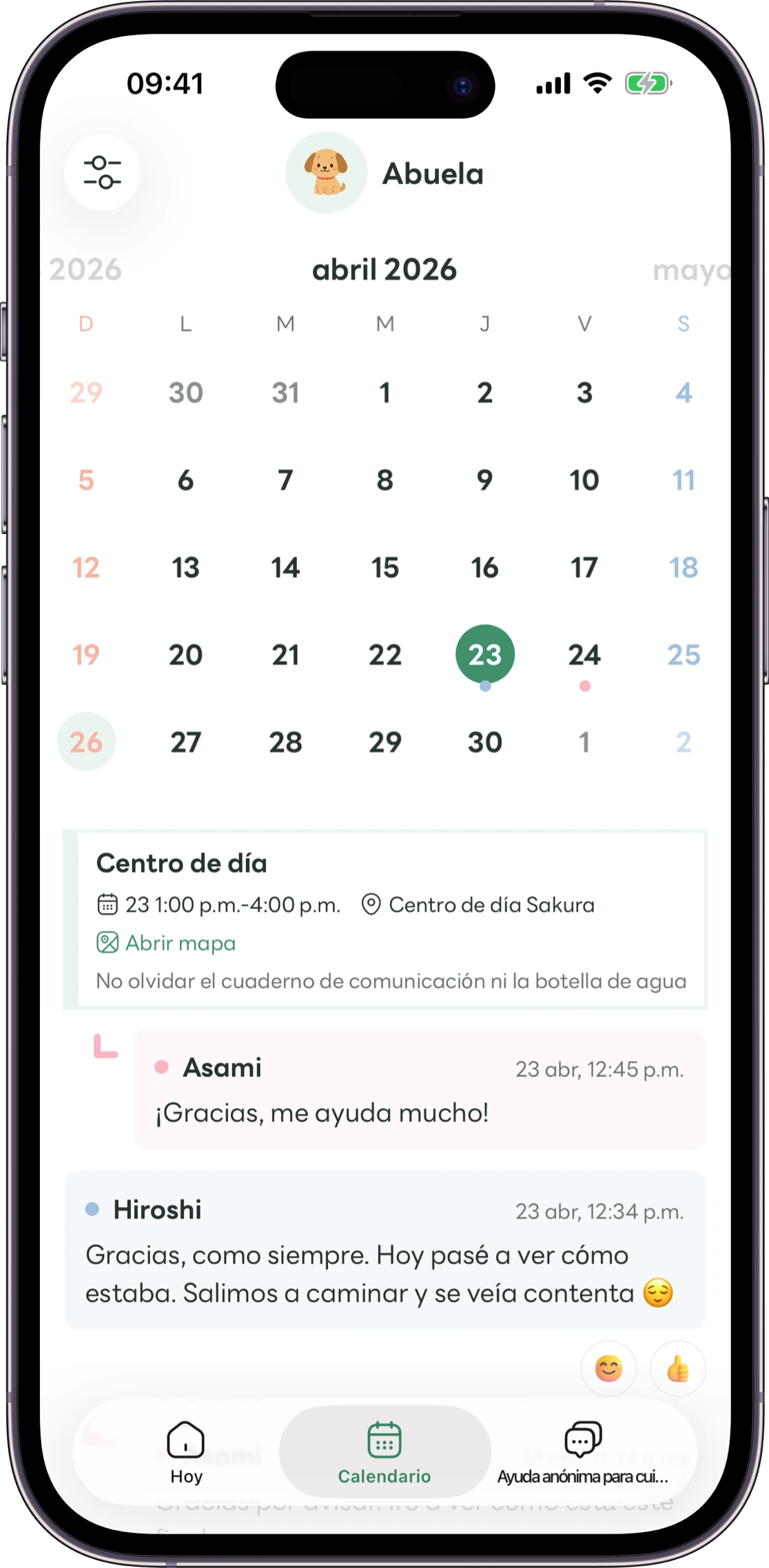 Maqueta de la pantalla de seguimiento de Carez