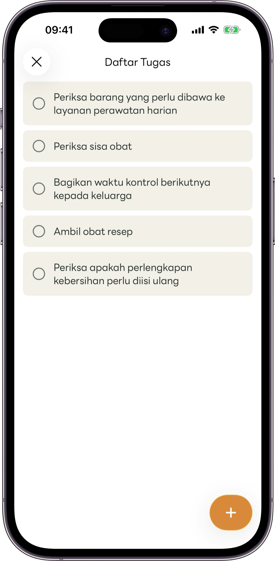 Contoh layar tugas bersama Carez