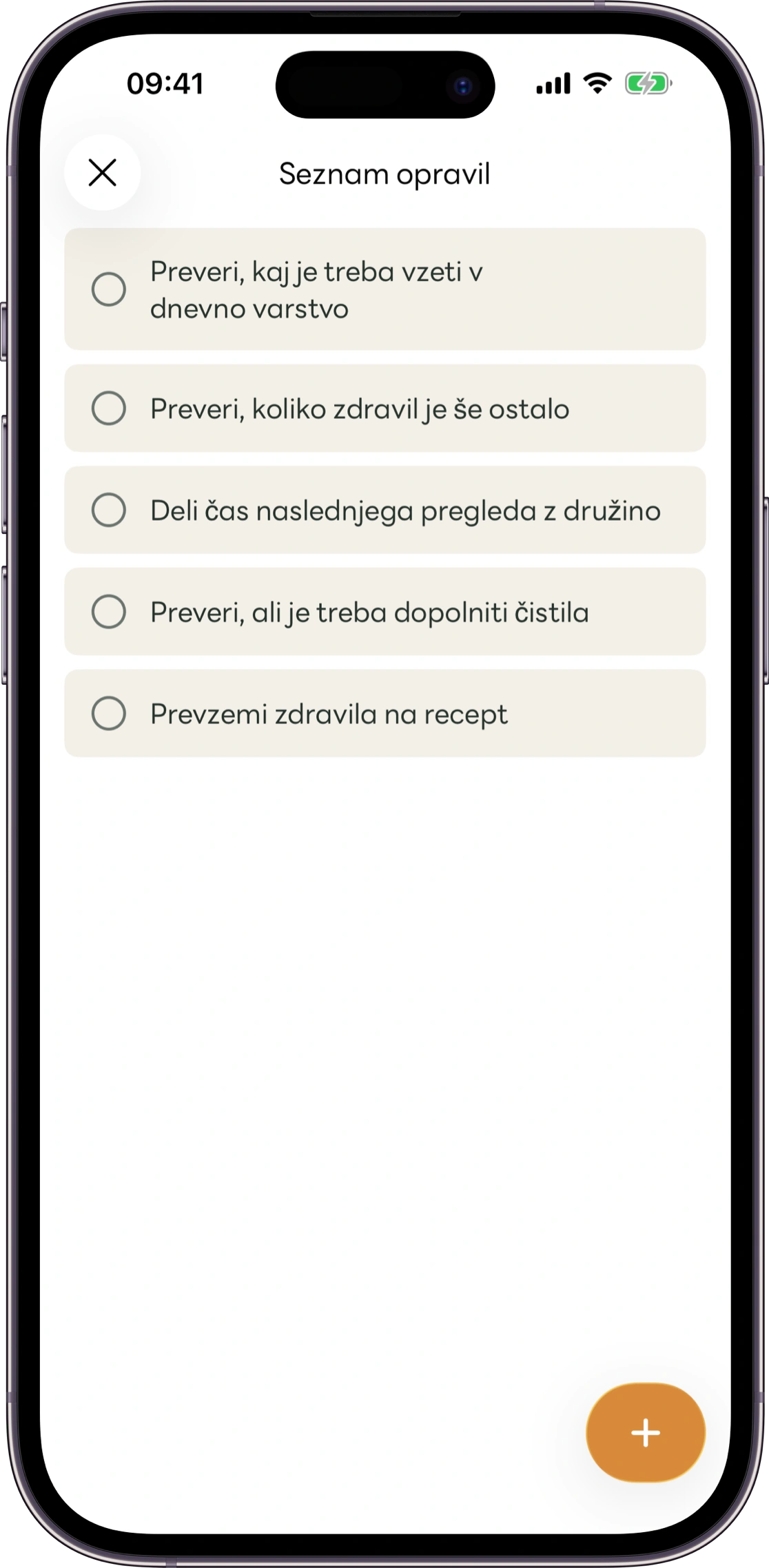 Primer zaslona skupnih opravil Carez