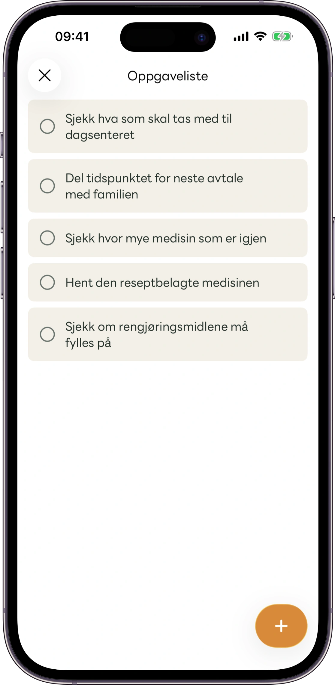 Modell av skjermen med delte oppgaver i Carez