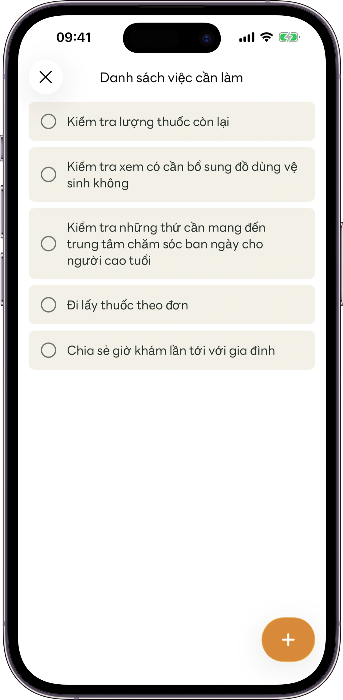 Ví dụ màn hình việc chung Carez