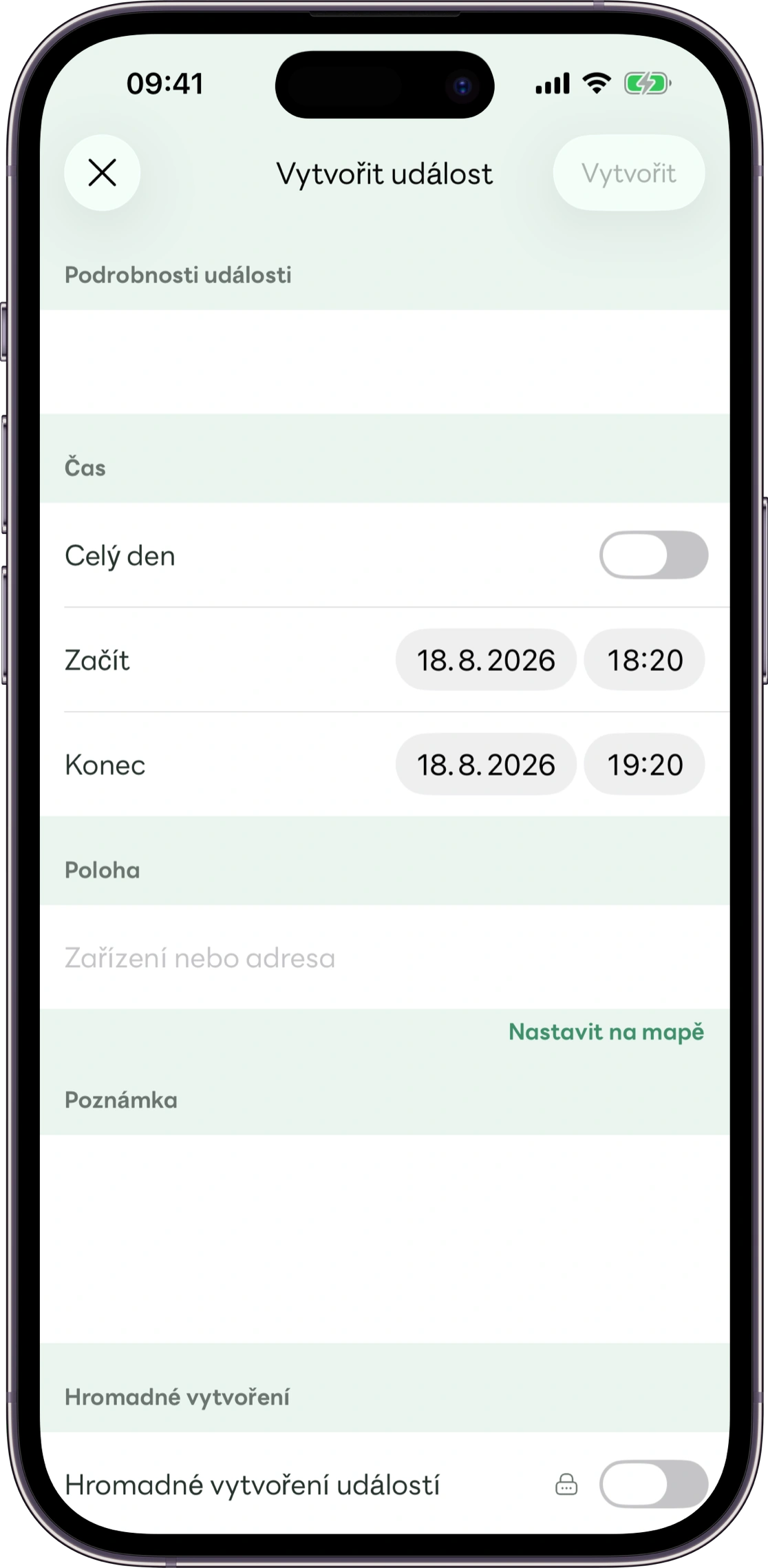 Obrazovka pro zadání termínu v Carezu