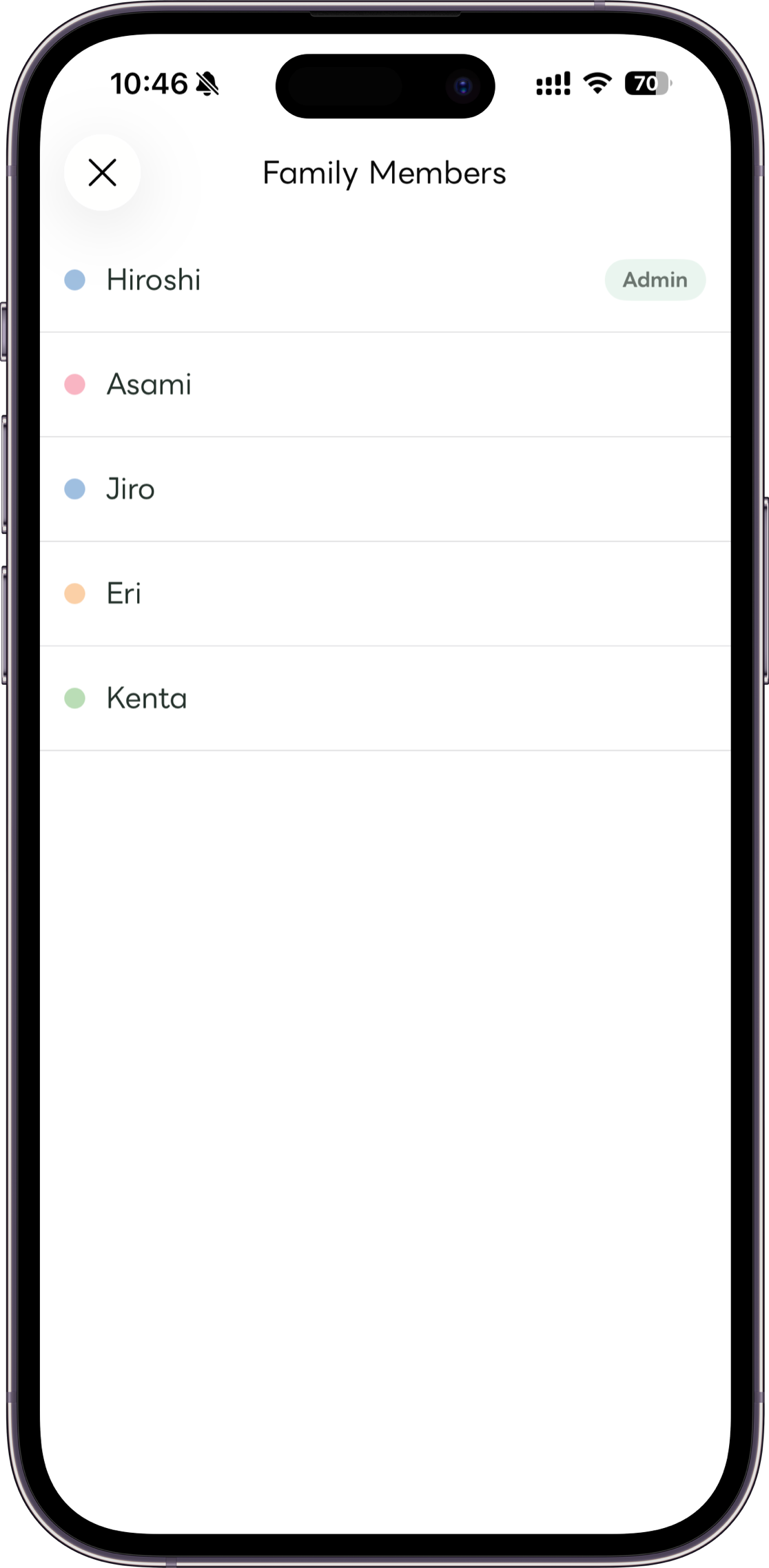 Carez family sharing screen mockup