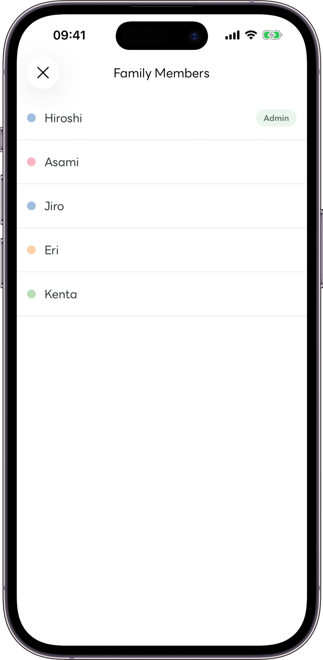 Carez family sharing screen mockup