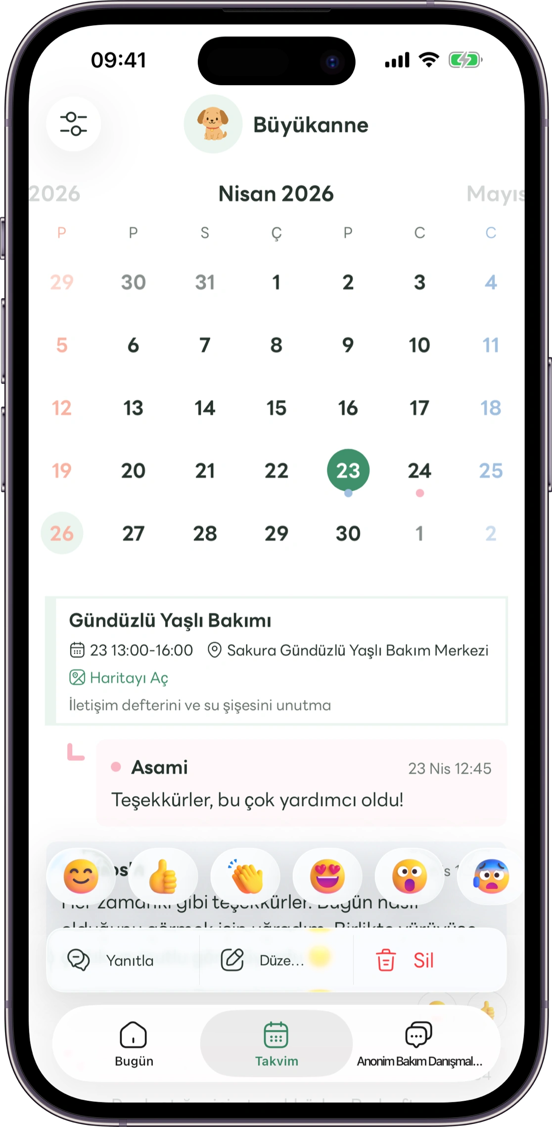 Carez tepki ekranı maketi