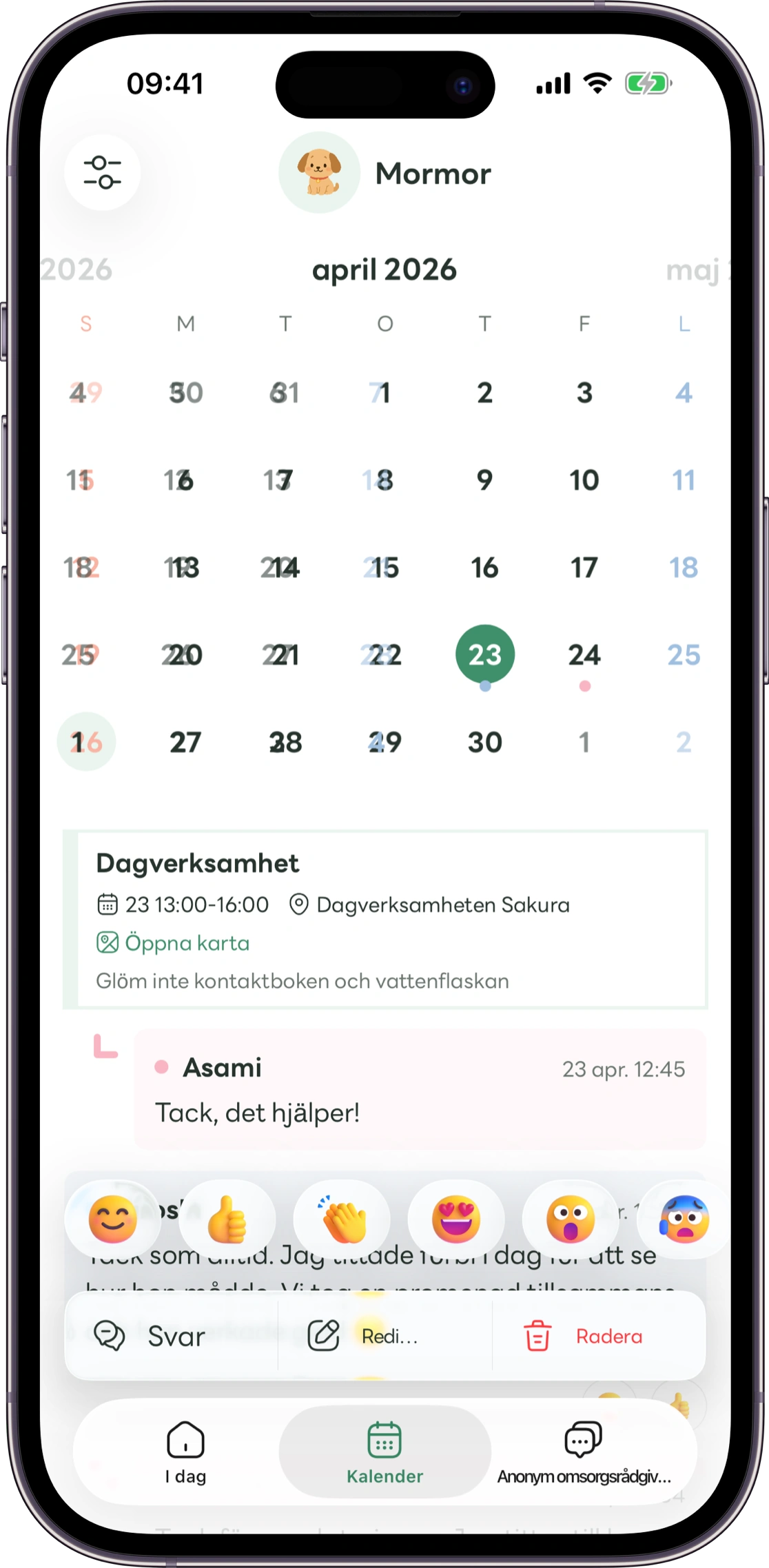 Modell av reaktionsvyn i Carez